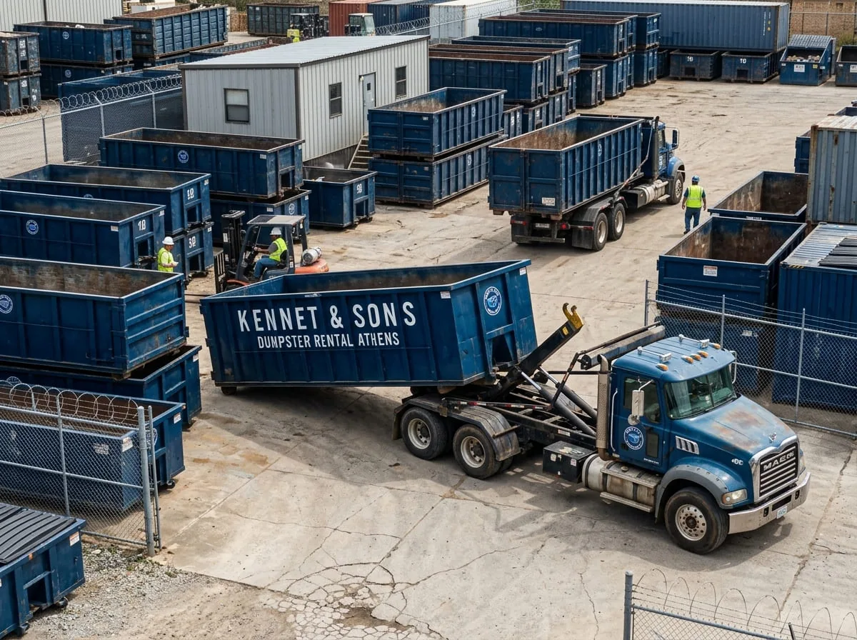 Kennet & Sons Dumpster Rental Athens container placed in a Athens driveway