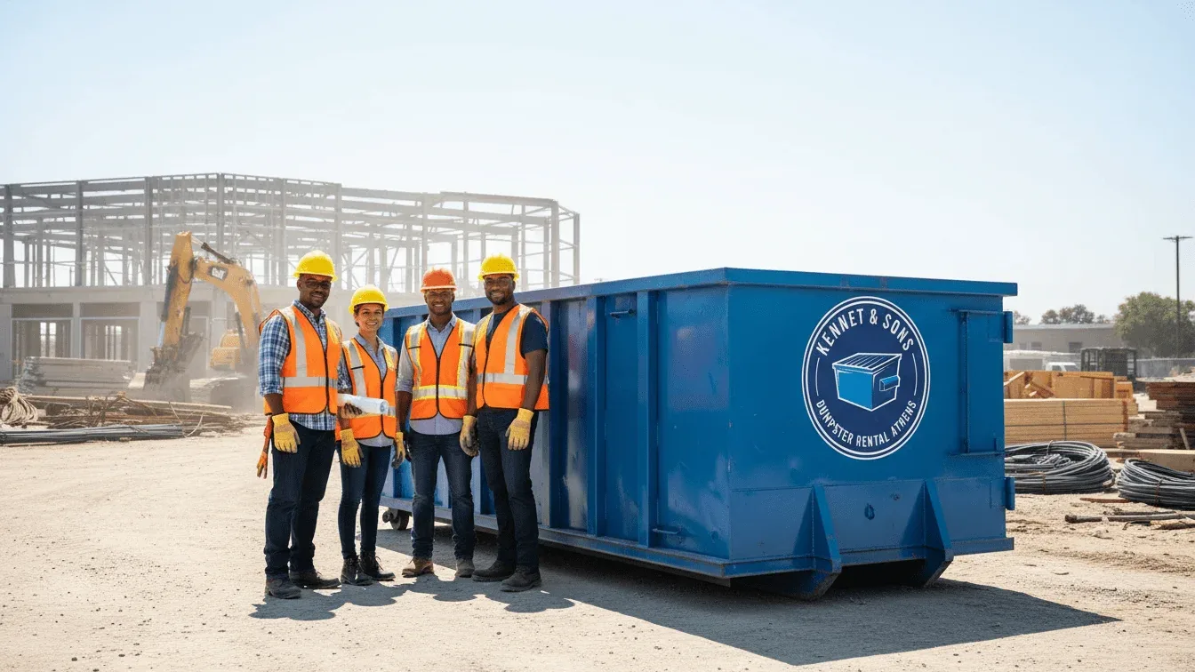 Kennet & Sons Dumpster Rental Athens crew outside the Oglethorpe Ave yard