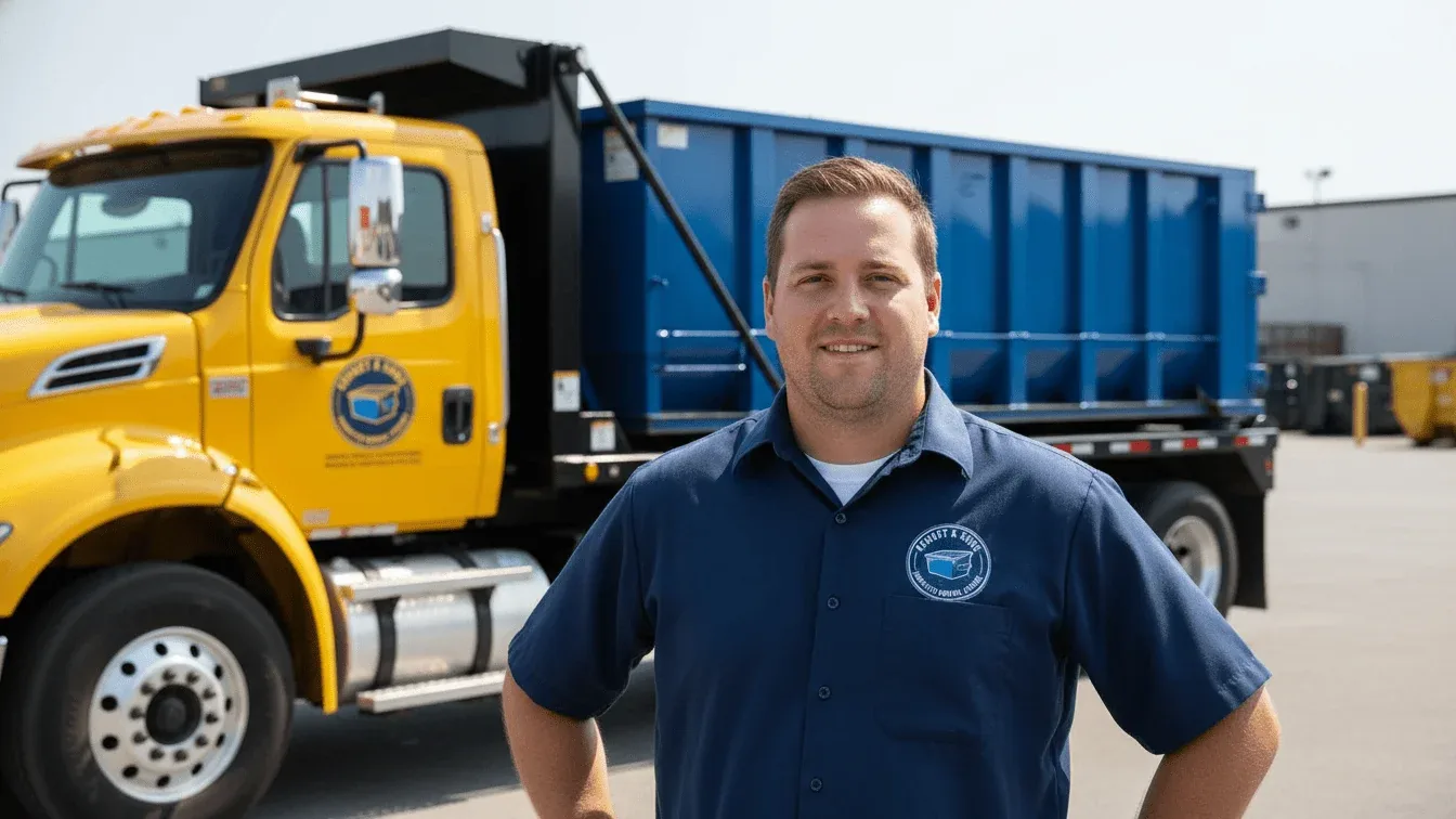 Kennet & Sons Dumpster Rental Athens driver with a delivery truck