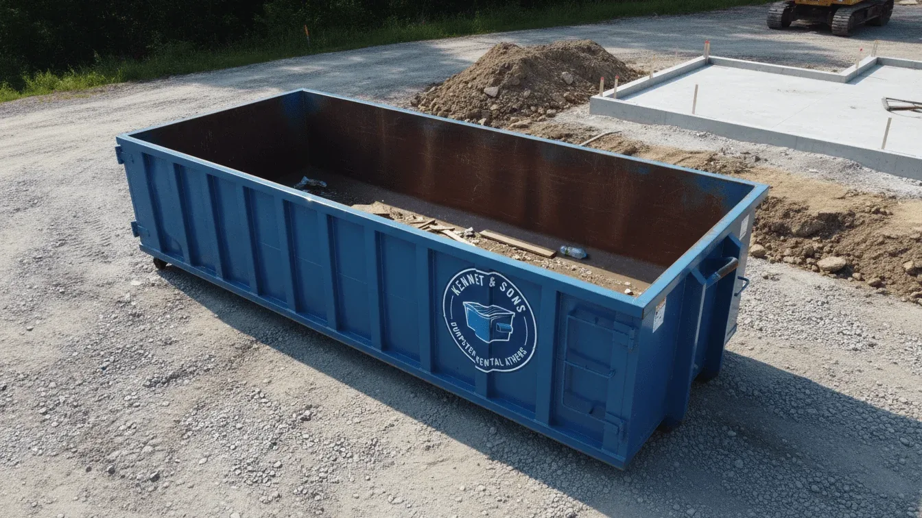 Kennet & Sons Dumpster Rental Athens roll-off truck delivering a container in Athens, GA